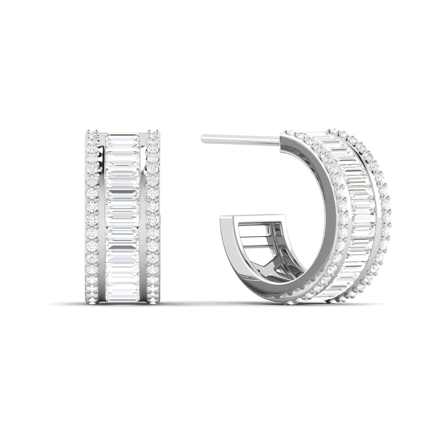 Bordered Baguette Cut Earrings