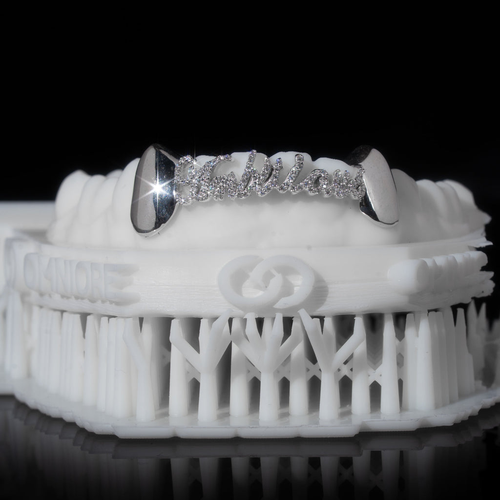 Custom Bottom Text Iced Grillz