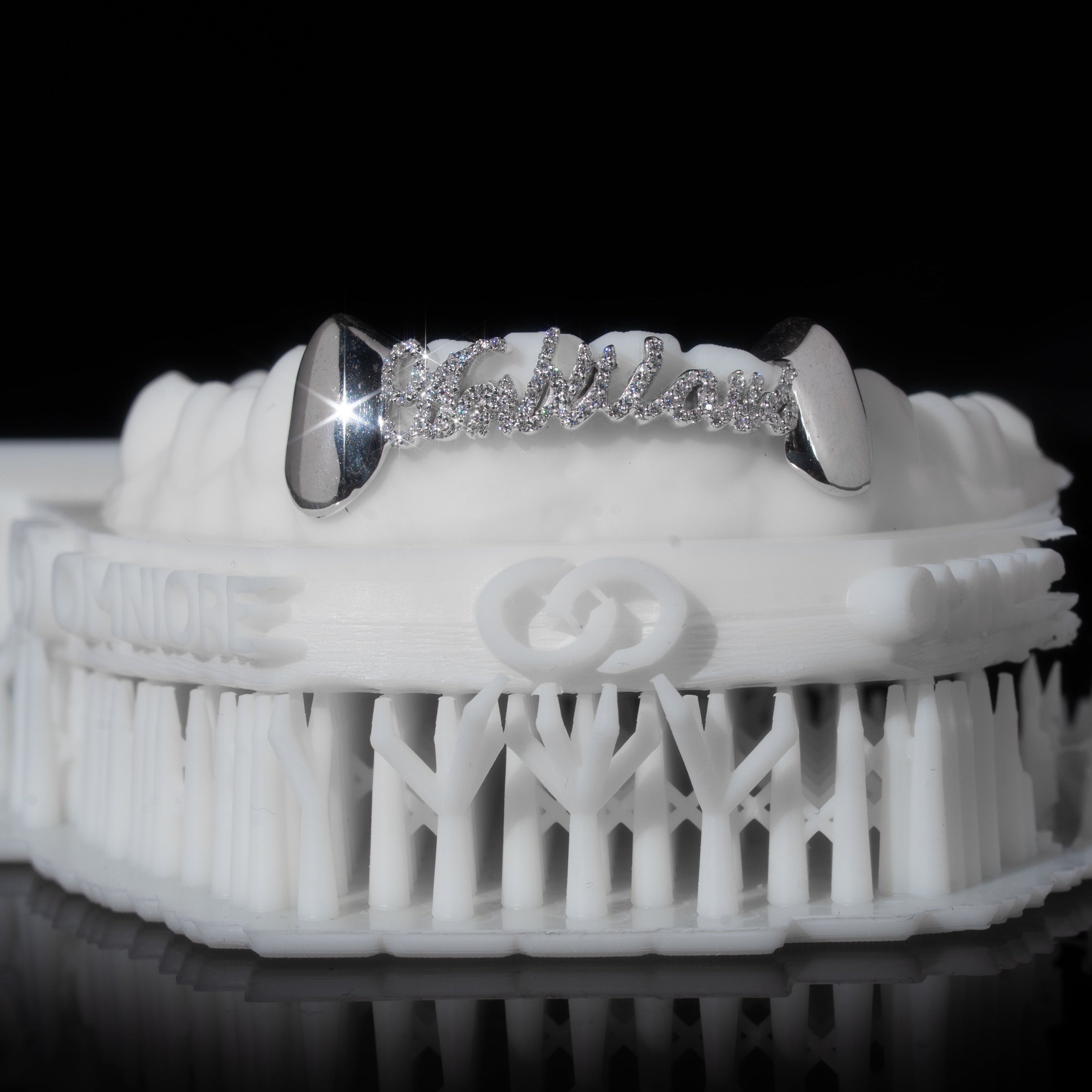 Custom Bottom Text Iced Grillz