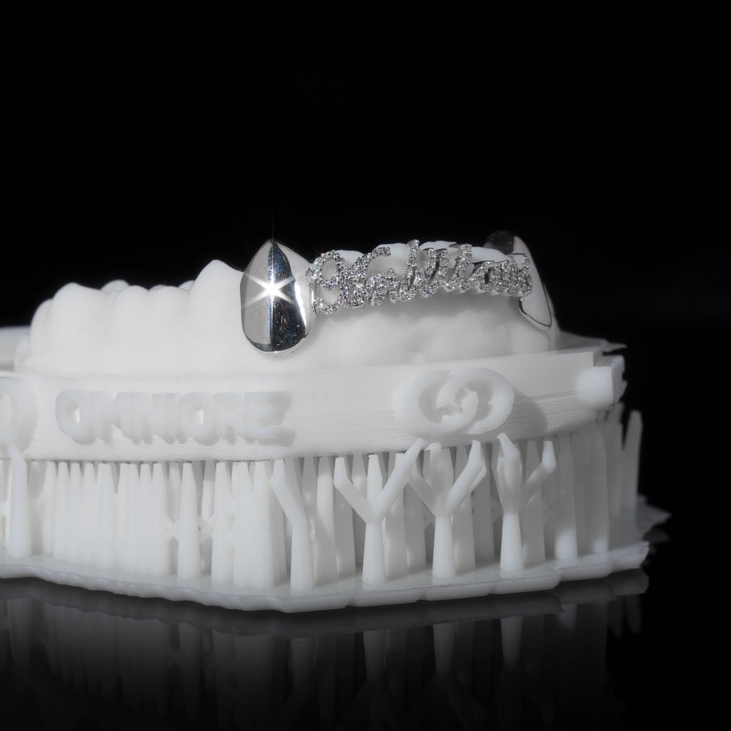 Custom Bottom Text Iced Grillz