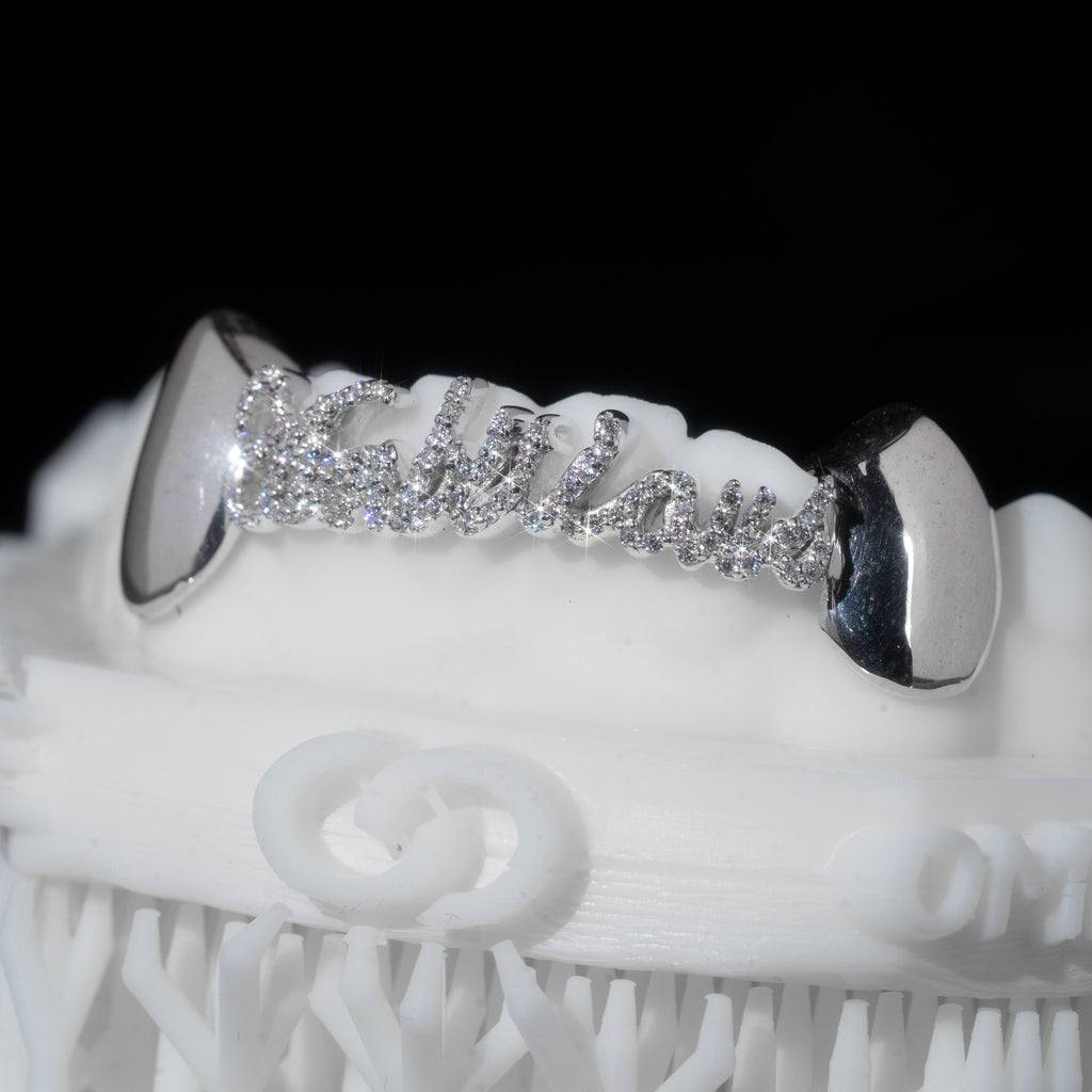 Custom Bottom Text Iced Grillz