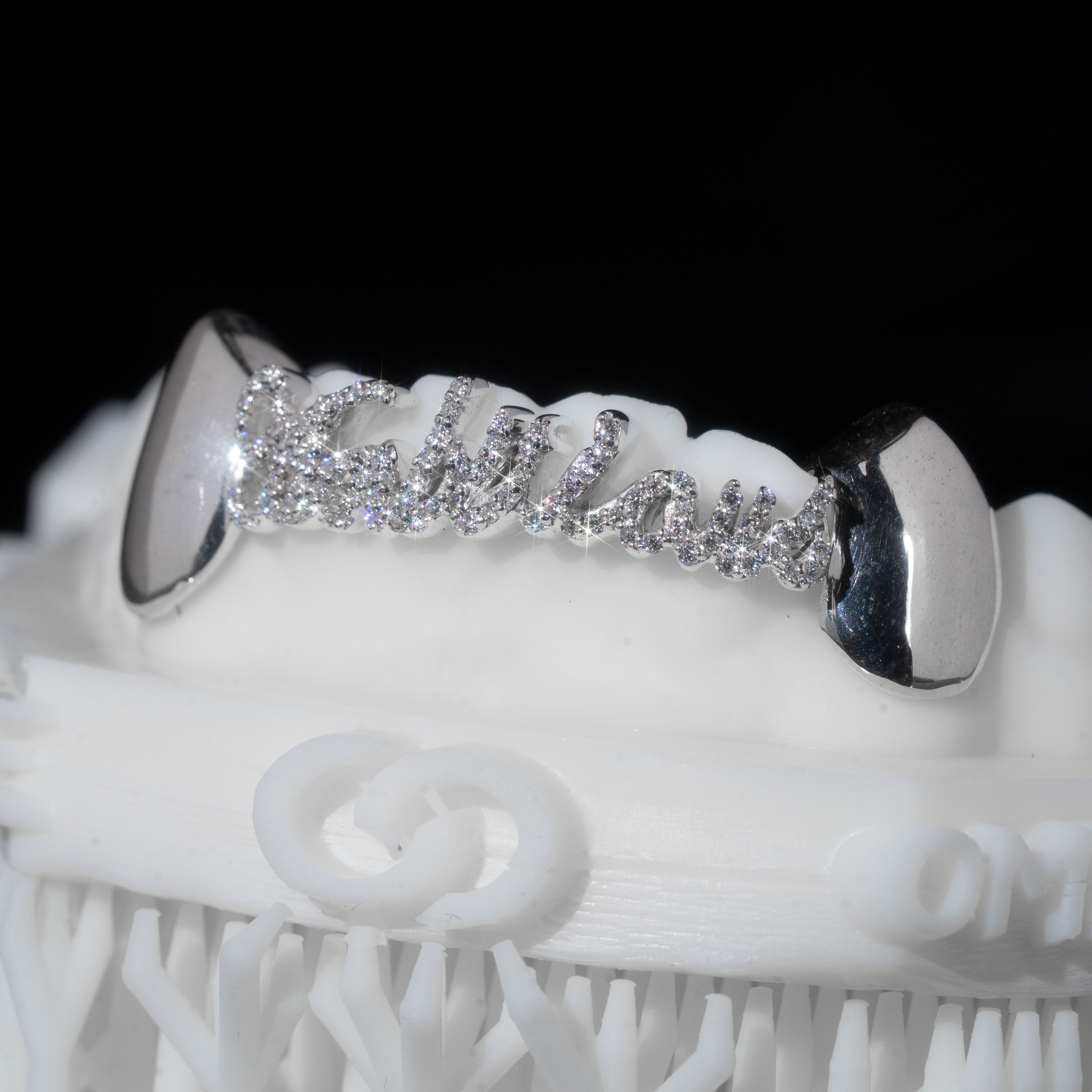 Custom Bottom Text Iced Grillz