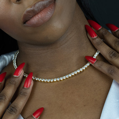 4mm Round Gold Tennis Choker